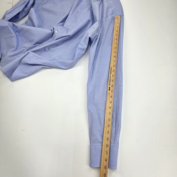 Quiet Luxury Valentino Dress Shirt Men’s XL Slim Fit Blue Woven Cotton - Picture 14 of 15